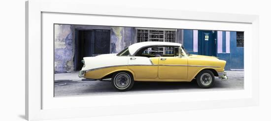 Cuba Fuerte Collection Panoramic - Yellow Vintage American Car-Philippe Hugonnard-Framed Photographic Print