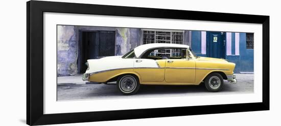 Cuba Fuerte Collection Panoramic - Yellow Vintage American Car-Philippe Hugonnard-Framed Photographic Print