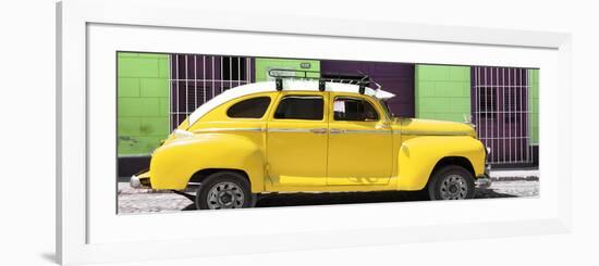 Cuba Fuerte Collection Panoramic - Yellow Vintage Car-Philippe Hugonnard-Framed Photographic Print