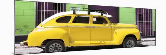 Cuba Fuerte Collection Panoramic - Yellow Vintage Car-Philippe Hugonnard-Mounted Photographic Print