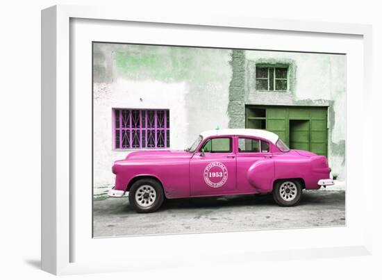 Cuba Fuerte Collection - Pink Pontiac 1953 Original Classic Car-Philippe Hugonnard-Framed Photographic Print