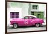 Cuba Fuerte Collection - Pink Pontiac 1953 Original Classic Car-Philippe Hugonnard-Framed Photographic Print