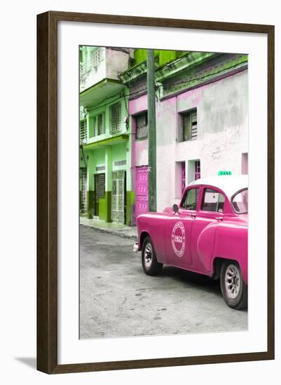 Cuba Fuerte Collection - Pink Taxi Car in Havana-Philippe Hugonnard-Framed Photographic Print