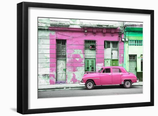 Cuba Fuerte Collection - Pink Vintage American Car in Havana-Philippe Hugonnard-Framed Photographic Print