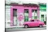 Cuba Fuerte Collection - Pink Vintage American Car in Havana-Philippe Hugonnard-Stretched Canvas