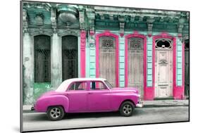 Cuba Fuerte Collection - Pink Vintage Car in Havana-Philippe Hugonnard-Mounted Photographic Print