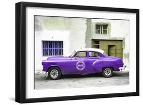 Cuba Fuerte Collection - Purple Pontiac 1953 Original Classic Car-Philippe Hugonnard-Framed Photographic Print