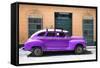 Cuba Fuerte Collection - Purple Vintage Car-Philippe Hugonnard-Framed Stretched Canvas