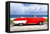 Cuba Fuerte Collection - Red Car Cabriolet-Philippe Hugonnard-Framed Stretched Canvas