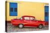 Cuba Fuerte Collection - Red Classic Car in Trinidad-Philippe Hugonnard-Stretched Canvas