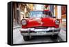 Cuba Fuerte Collection - Red Taxi of Havana-Philippe Hugonnard-Framed Stretched Canvas