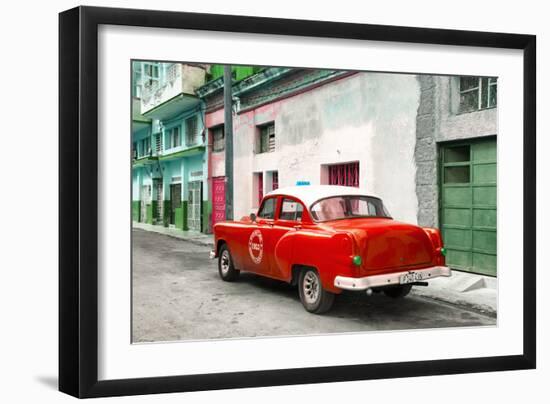 Cuba Fuerte Collection - Red Taxi Pontiac 1953-Philippe Hugonnard-Framed Photographic Print