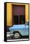 Cuba Fuerte Collection - Retro Blue Car II-Philippe Hugonnard-Framed Stretched Canvas