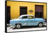 Cuba Fuerte Collection - Retro Blue Car-Philippe Hugonnard-Framed Stretched Canvas