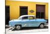 Cuba Fuerte Collection - Retro Blue Car-Philippe Hugonnard-Stretched Canvas