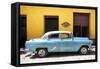 Cuba Fuerte Collection - Retro Blue Car-Philippe Hugonnard-Framed Stretched Canvas