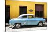 Cuba Fuerte Collection - Retro Blue Car-Philippe Hugonnard-Stretched Canvas