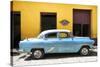 Cuba Fuerte Collection - Retro Blue Car-Philippe Hugonnard-Stretched Canvas