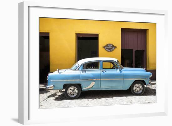 Cuba Fuerte Collection - Retro Blue Car-Philippe Hugonnard-Framed Photographic Print