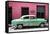 Cuba Fuerte Collection - Retro Green Car-Philippe Hugonnard-Framed Stretched Canvas