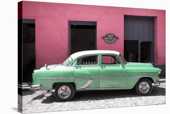 Cuba Fuerte Collection - Retro Green Car-Philippe Hugonnard-Stretched Canvas
