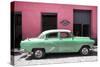 Cuba Fuerte Collection - Retro Green Car-Philippe Hugonnard-Stretched Canvas