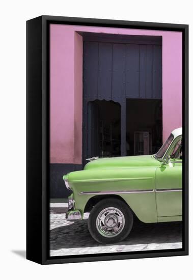 Cuba Fuerte Collection - Retro Lime Green Car II-Philippe Hugonnard-Framed Stretched Canvas