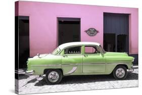 Cuba Fuerte Collection - Retro Lime Green Car-Philippe Hugonnard-Stretched Canvas