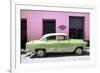 Cuba Fuerte Collection - Retro Lime Green Car-Philippe Hugonnard-Framed Photographic Print