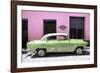 Cuba Fuerte Collection - Retro Lime Green Car-Philippe Hugonnard-Framed Photographic Print