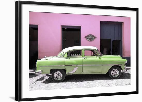 Cuba Fuerte Collection - Retro Lime Green Car-Philippe Hugonnard-Framed Photographic Print