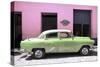 Cuba Fuerte Collection - Retro Lime Green Car-Philippe Hugonnard-Stretched Canvas