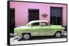 Cuba Fuerte Collection - Retro Lime Green Car-Philippe Hugonnard-Framed Stretched Canvas