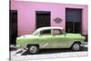 Cuba Fuerte Collection - Retro Lime Green Car-Philippe Hugonnard-Stretched Canvas