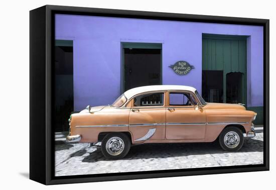 Cuba Fuerte Collection - Retro Orange Car-Philippe Hugonnard-Framed Stretched Canvas