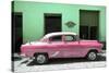 Cuba Fuerte Collection - Retro Pink Car-Philippe Hugonnard-Stretched Canvas