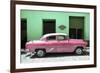 Cuba Fuerte Collection - Retro Pink Car-Philippe Hugonnard-Framed Photographic Print