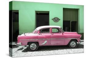 Cuba Fuerte Collection - Retro Pink Car-Philippe Hugonnard-Stretched Canvas