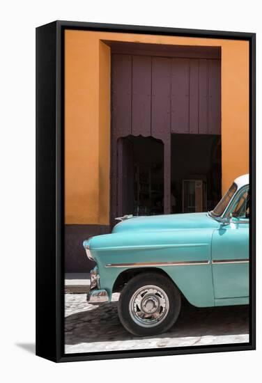 Cuba Fuerte Collection - Retro Turquoise Car II-Philippe Hugonnard-Framed Stretched Canvas