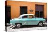 Cuba Fuerte Collection - Retro Turquoise Car-Philippe Hugonnard-Stretched Canvas