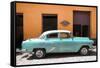 Cuba Fuerte Collection - Retro Turquoise Car-Philippe Hugonnard-Framed Stretched Canvas