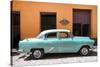 Cuba Fuerte Collection - Retro Turquoise Car-Philippe Hugonnard-Stretched Canvas