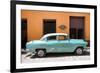 Cuba Fuerte Collection - Retro Turquoise Car-Philippe Hugonnard-Framed Photographic Print