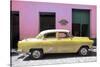 Cuba Fuerte Collection - Retro Yellow Car-Philippe Hugonnard-Stretched Canvas