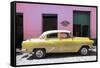 Cuba Fuerte Collection - Retro Yellow Car-Philippe Hugonnard-Framed Stretched Canvas