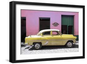 Cuba Fuerte Collection - Retro Yellow Car-Philippe Hugonnard-Framed Photographic Print