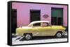 Cuba Fuerte Collection - Retro Yellow Car-Philippe Hugonnard-Framed Stretched Canvas