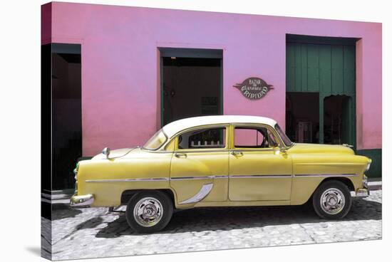 Cuba Fuerte Collection - Retro Yellow Car-Philippe Hugonnard-Stretched Canvas