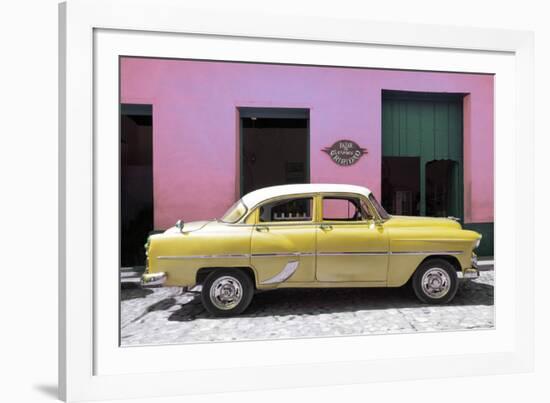 Cuba Fuerte Collection - Retro Yellow Car-Philippe Hugonnard-Framed Photographic Print