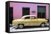 Cuba Fuerte Collection - Retro Yellow Car-Philippe Hugonnard-Framed Stretched Canvas